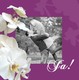 Hochzeitseinladung lila weiße Orchideen