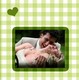 Hochzeitseinladung Foto grüne Herzchen quadratisch