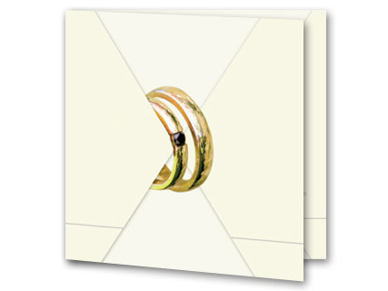 Hochzeitseinladung goldene Ringe Briefumschlag quadratisch