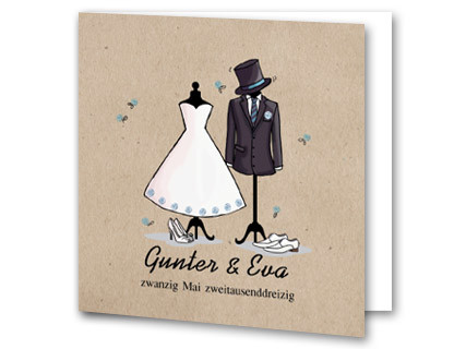 Hochzeitseinladung Graubraun Kleid Anzug lva17011142vk