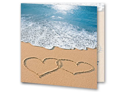 Hochzeitseinladung Herzen Strand Ozean
