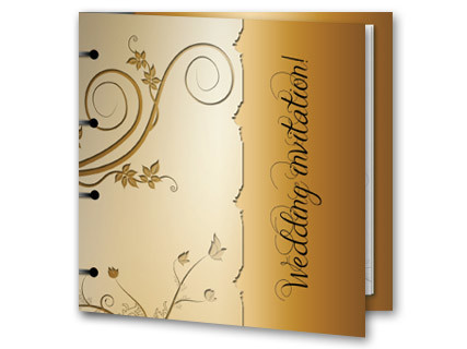 Hochzeitseinladung klassisch Ringbuch Goldbraun 1505