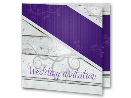 Hochzeitseinladung modern violetter Streifen 1502vk