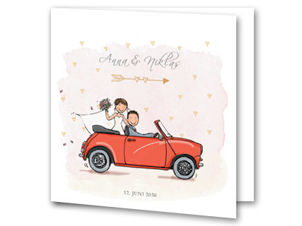Hochzeitseinladung rotes Mini Cabrio lva17020714vk